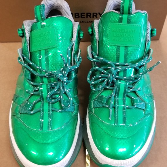 Burberry Low Top Sneakers Shoes Union Green UK 8 EUR 42 US 8.5 - Picture 4 of 12